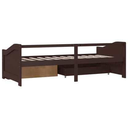 Bedbank 3-Zits Met Lades Grenenhout 90X200 Cm Donkerbruin