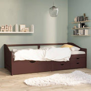 Bedbank 3-zits grenenhout 90x200 cm donkerbruin