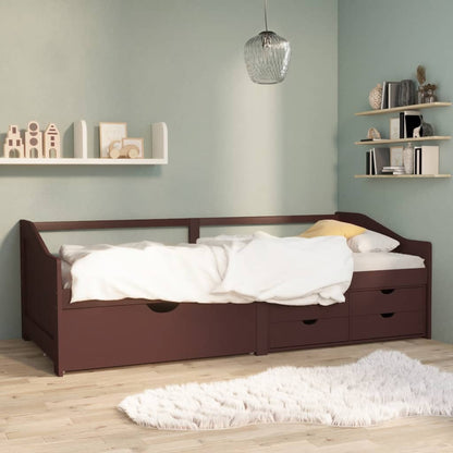 Bedbank 3-Zits Met Lades Grenenhout 90X200 Cm Donkerbruin