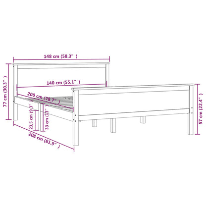 Bedframe Massief Grenenhout 140 x 200 cm Naturel