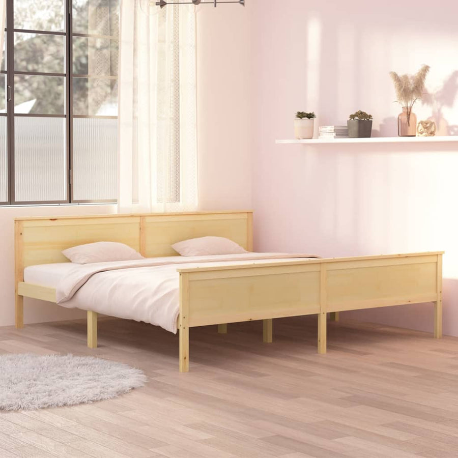 Bedframe Massief Grenenhout 200 x 200 cm Naturel