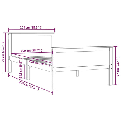 Bedframe Massief Grenenhout 100 x 200 cm Honingbruin