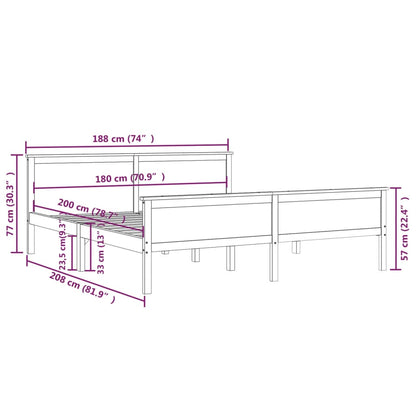 Bedframe Massief Grenenhout 180 x 200 cm Honingbruin