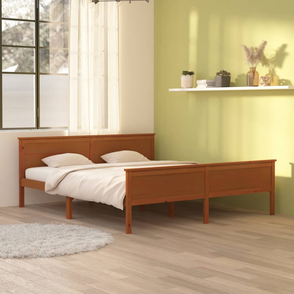Bedframe Massief Grenenhout 180 x 200 cm Honingbruin