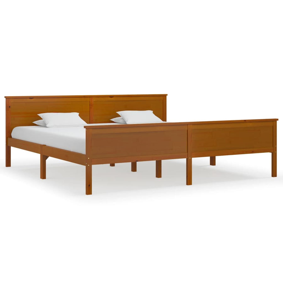 Bedframe Massief Grenenhout 200 x 200 cm Honingbruin
