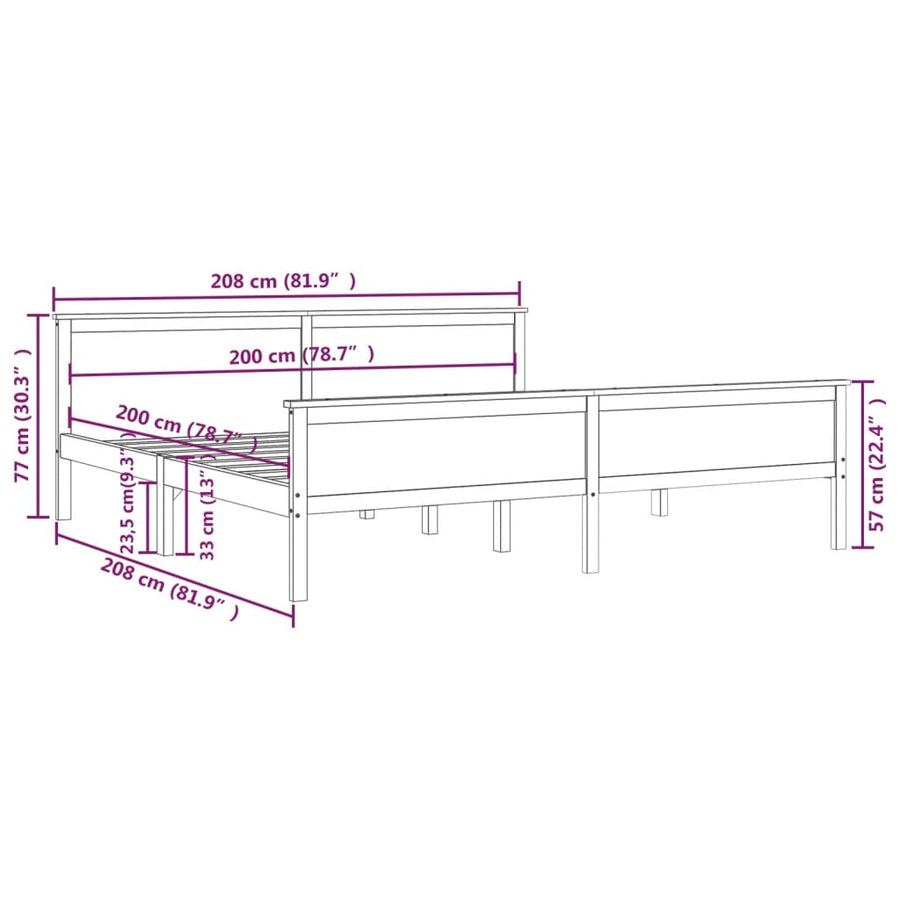 Bedframe Massief Grenenhout 200 x 200 cm Honingbruin