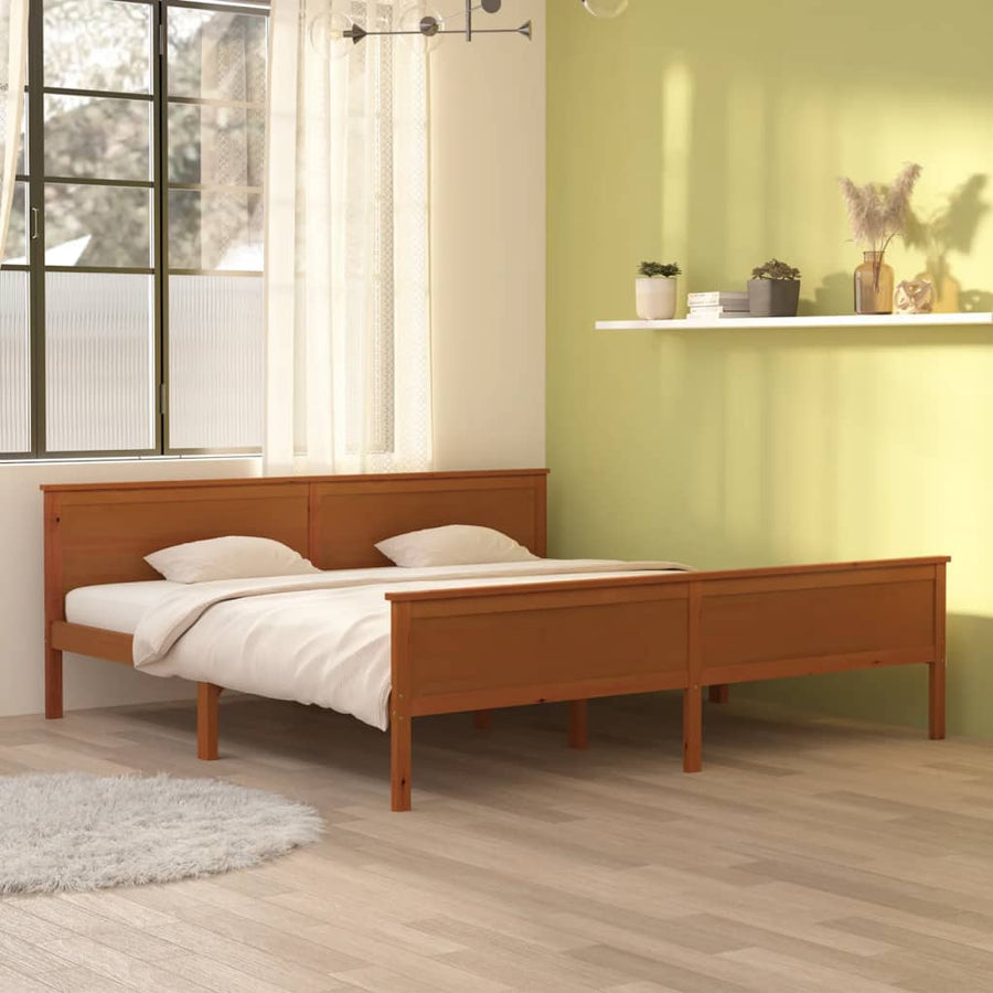 Bedframe Massief Grenenhout 200 x 200 cm Honingbruin