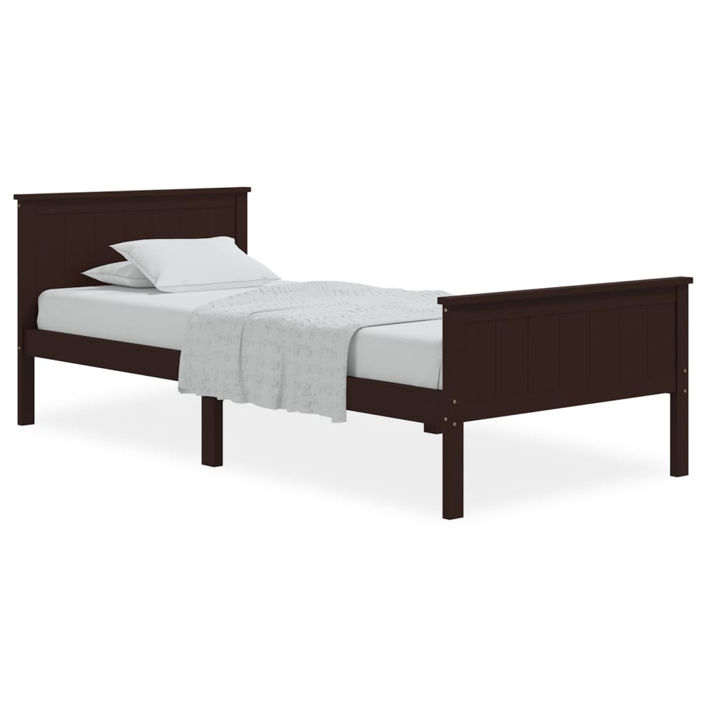 Bedframe Massief Grenenhout 100 x 200 cm Donkerbruin