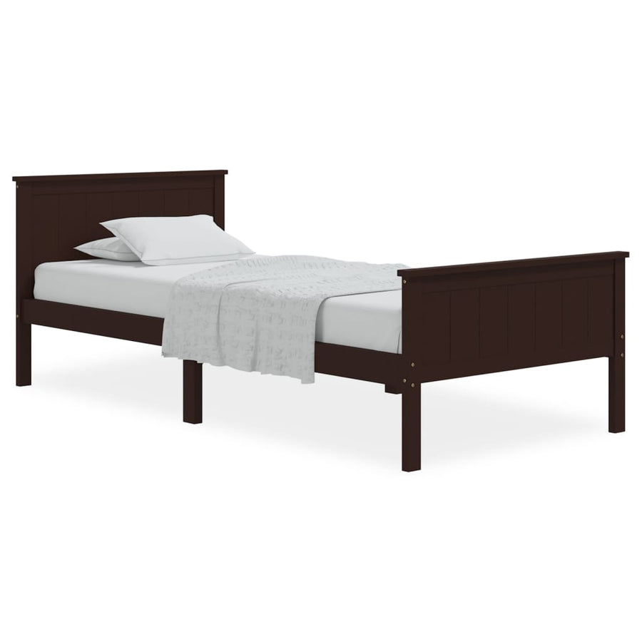 Bedframe Massief Grenenhout 100 x 200 cm Donkerbruin
