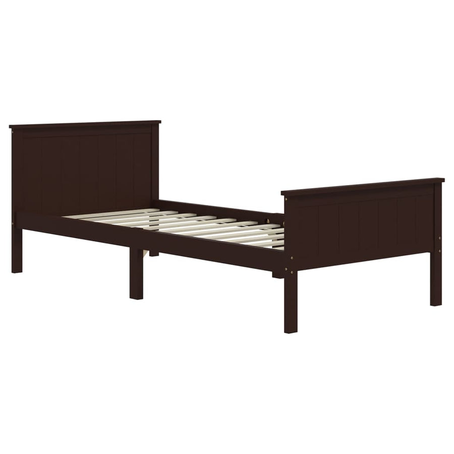 Bedframe Massief Grenenhout 100 x 200 cm Donkerbruin