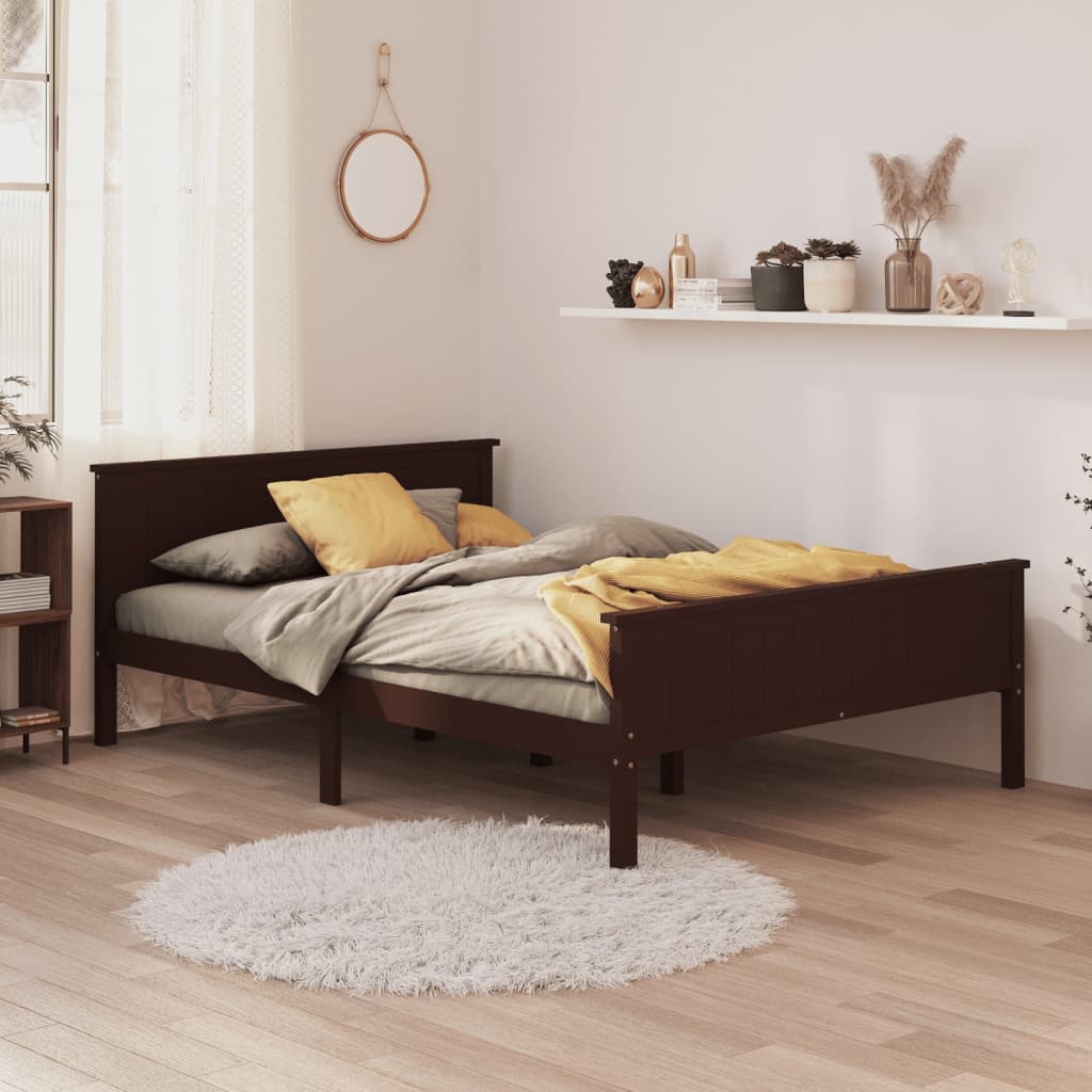 Bedframe Massief Grenenhout 120 x 200 cm Donkerbruin
