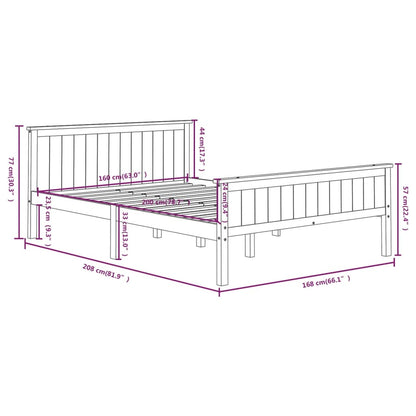 Bedframe Massief Grenenhout 160 x 200 cm Donkerbruin