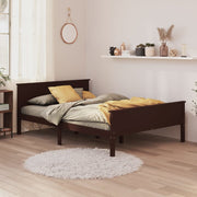 Solid dark brown pine wood bed frame 160x200 cm