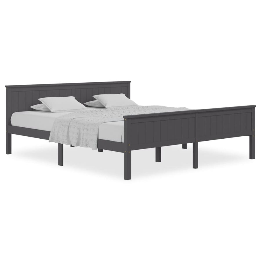 Bedframe Massief Grenenhout 200 x 200 cm Grijs