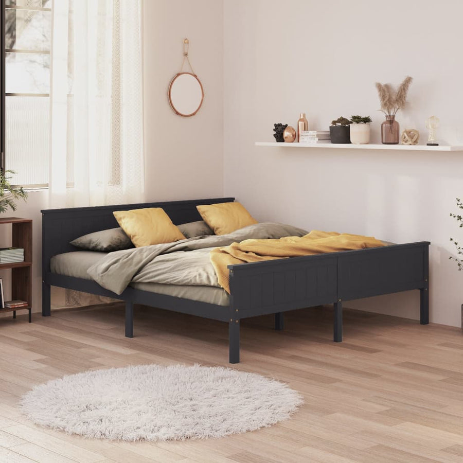 Bedframe Massief Grenenhout 200 x 200 cm Grijs