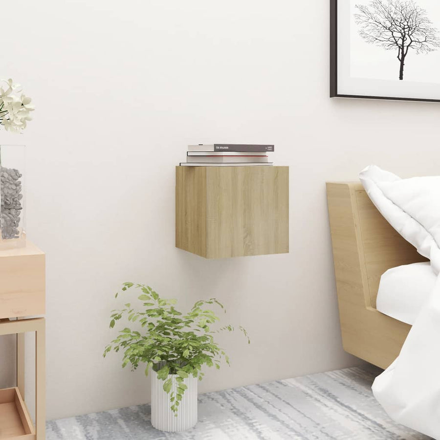 Nachtkastje 30,5X30X30 Cm Spaanplaat Kleurig 1 Sonoma eiken