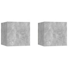 Nachtkastjes 2 st 30,5x30x30 cm spaanplaat betongrijs muurbevestiging