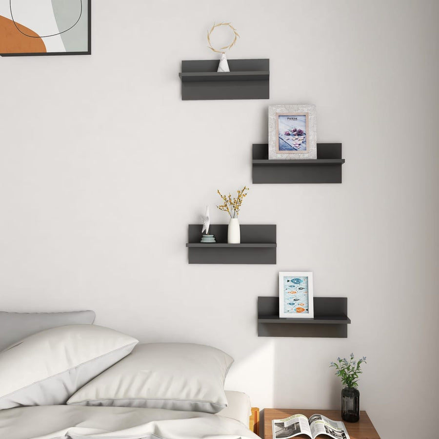 Wandschappen 0X11,5X18 Cm 4 Hoogglans grijs