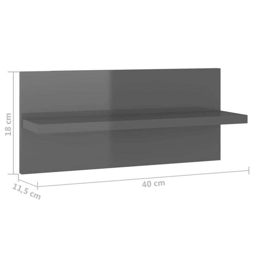 Wandschappen 0X11,5X18 Cm 4 Hoogglans grijs