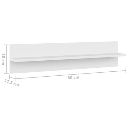 Wandschappen 80X11,5X18 Cm Bewerkt Hout 4 Wit