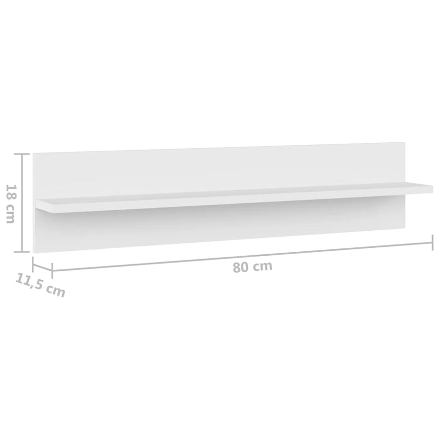 Wandschappen 80X11,5X18 Cm Bewerkt Hout 4 Wit