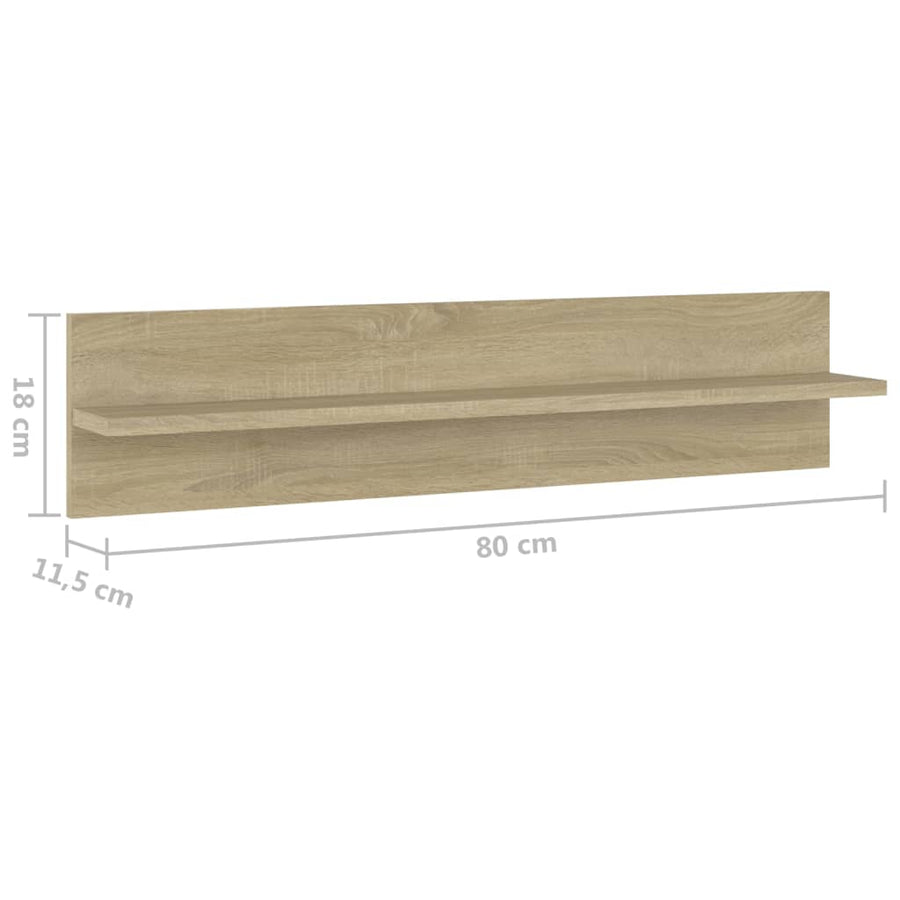Wandschappen 80X11,5X18Cm Bewerkt Hout Kleurig 2 Sonoma eiken