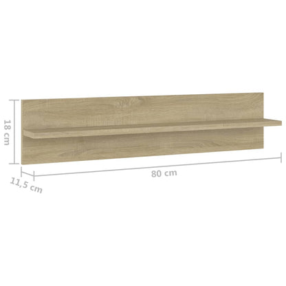 Wandschappen 4 st 80x11,5x18cm bewerkt hout sonoma eikenkleurig