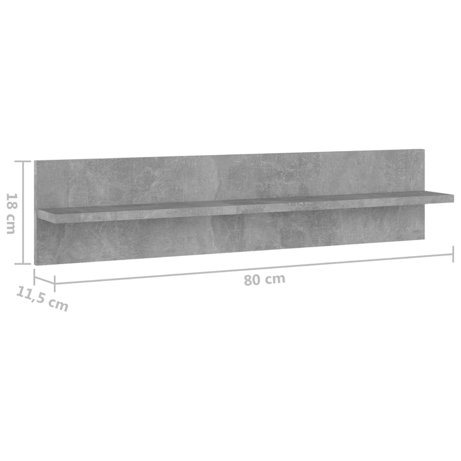 Wandschappen 2 St 80X11,5X18 Cm Spaanplaat Betongrijs