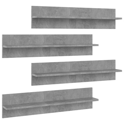 Wandschappen 4 st 80x11,5x18 cm bewerkt hout betongrijs