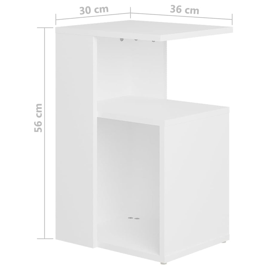 Bijzettafel 36X30X56 Cm Bewerkt Hout Wit