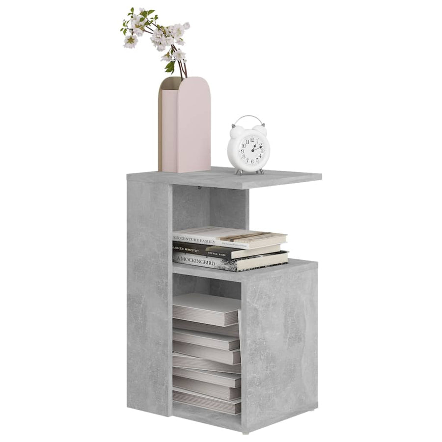 Bijzettafel 36x30x56 cm bewerkt hout betongrijs