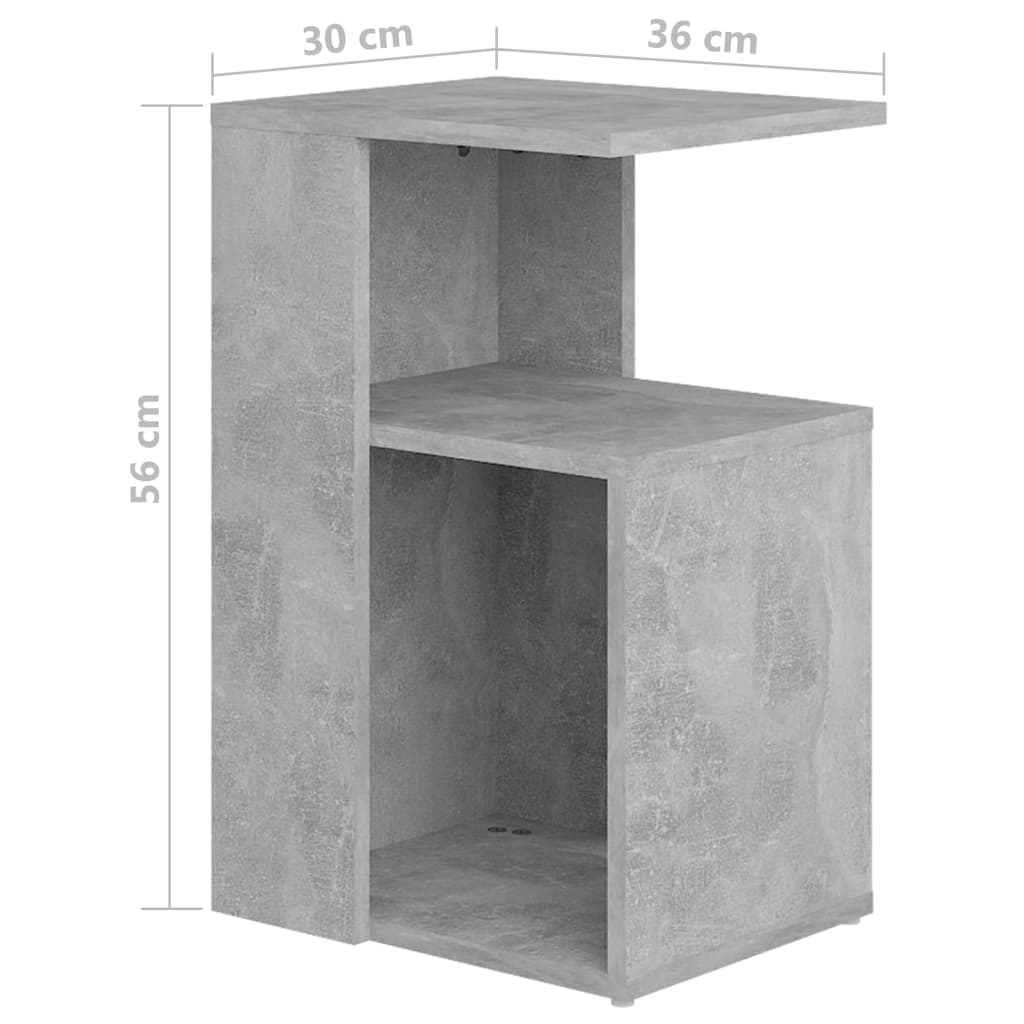 Bijzettafel 36x30x56 cm bewerkt hout betongrijs