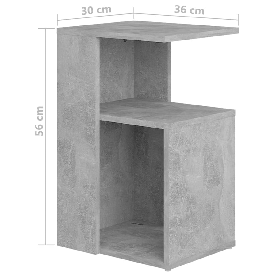 Bijzettafel 36x30x56 cm bewerkt hout betongrijs