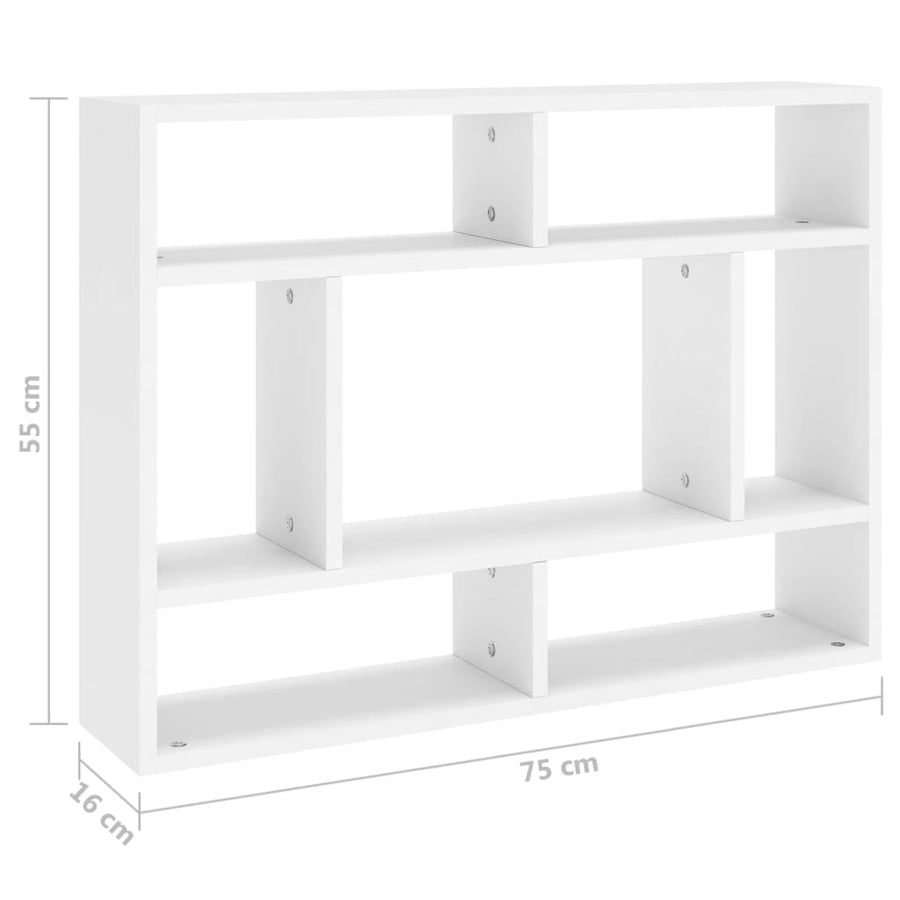 Wandschap 75X6X55 Cm Bewerkt Hout Wit