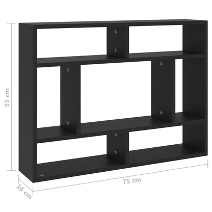 Wandschap 75X6X55 Cm Spaanplaat Zwart