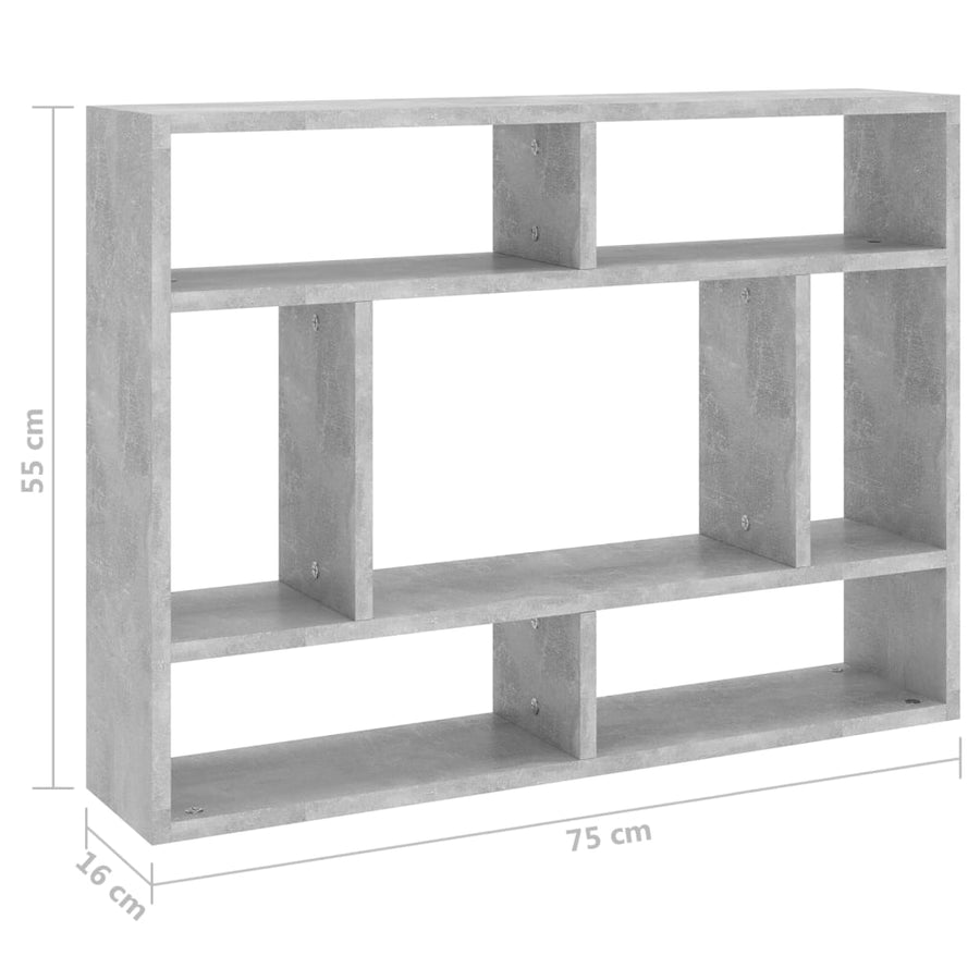 Wandschap 75X6X55 Cm Spaanplaat Betongrijs