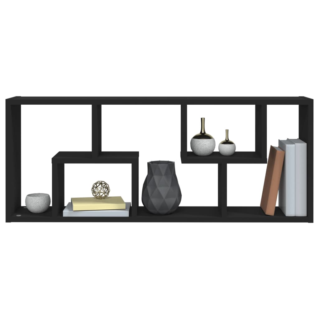 Wandschap 36x16x90 cm bewerkt hout zwart