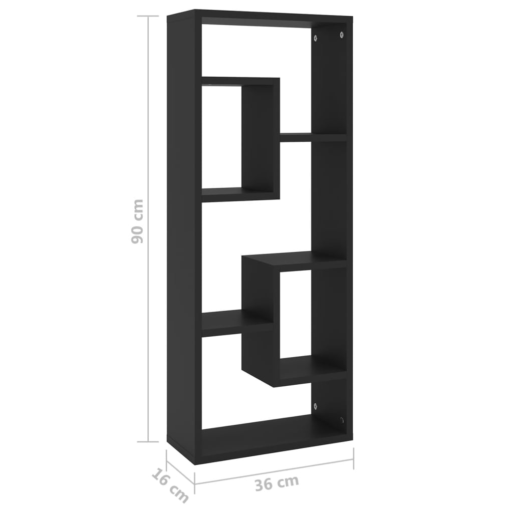 Wandschap 36x16x90 cm bewerkt hout zwart