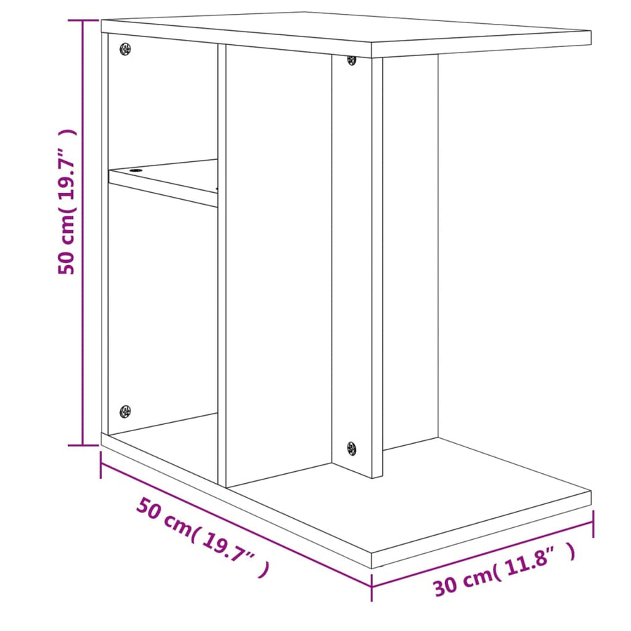 Bijzettafel 50X30X50 Cm Spaanplaat Betongrijs