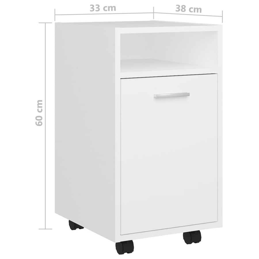 Bijzetkast Met Wielen 33X38X60 Cm Bewerkt Hout Wit