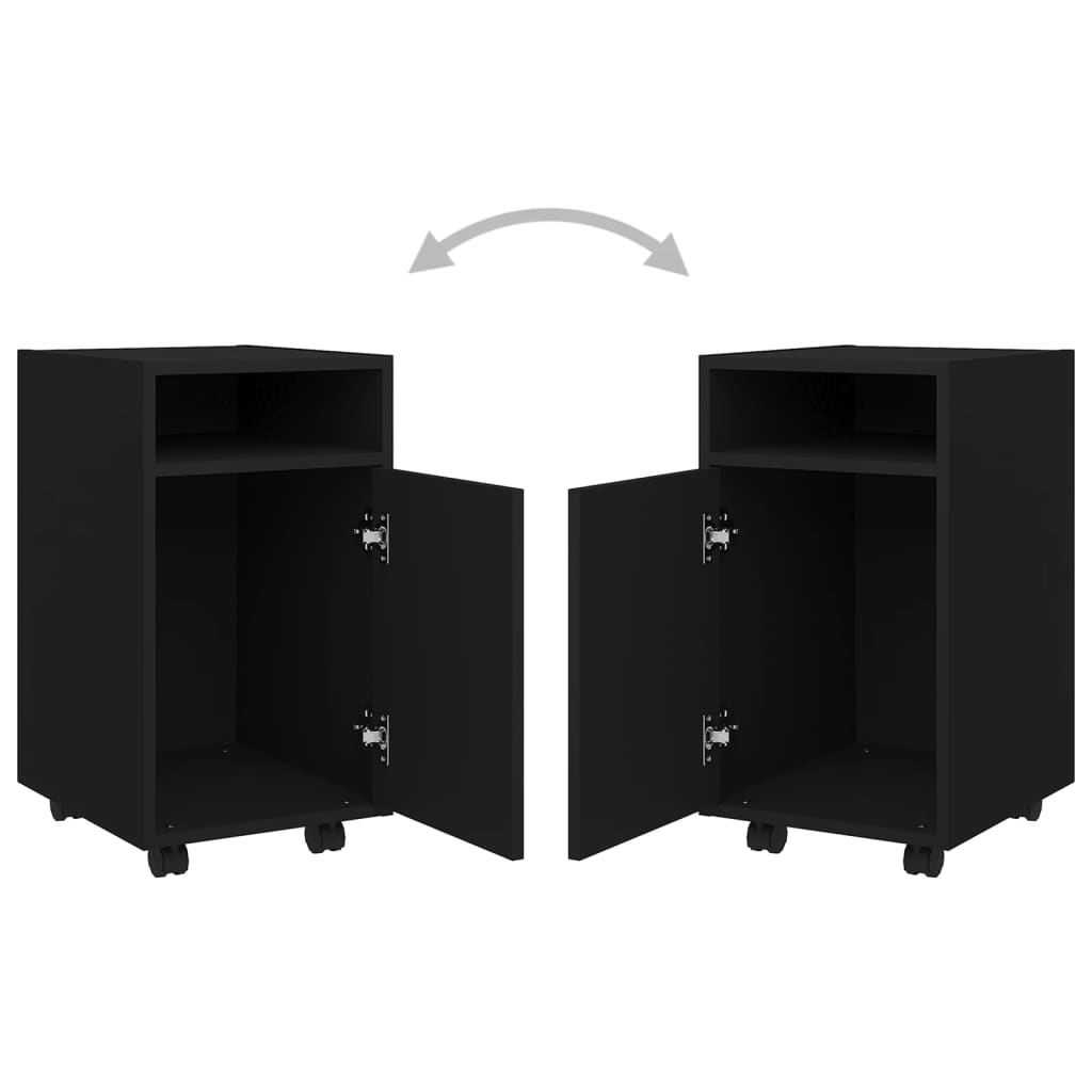 Bijzetkast Met Wielen 33X38X60 Cm Spaanplaat Zwart