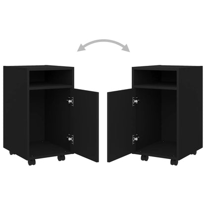 Bijzetkast Met Wielen 33X38X60 Cm Spaanplaat Zwart