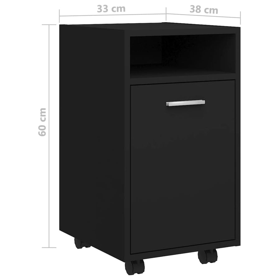 Bijzetkast Met Wielen 33X38X60 Cm Spaanplaat Zwart