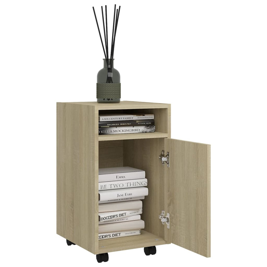 Bijzetkast Met Wielen 33X38X60Cm Spaanplaat Kleurig Sonoma eiken