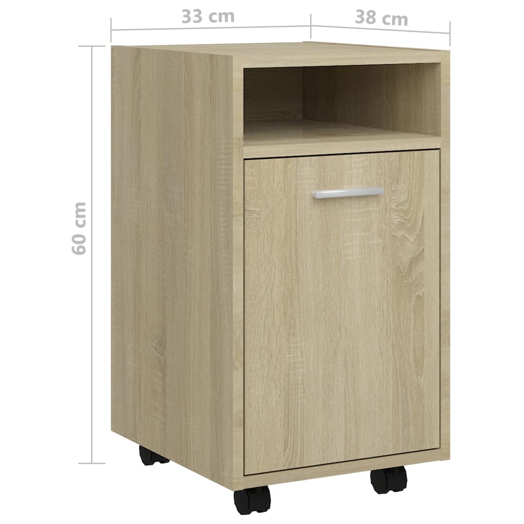 Bijzetkast Met Wielen 33X38X60Cm Spaanplaat Kleurig Sonoma eiken