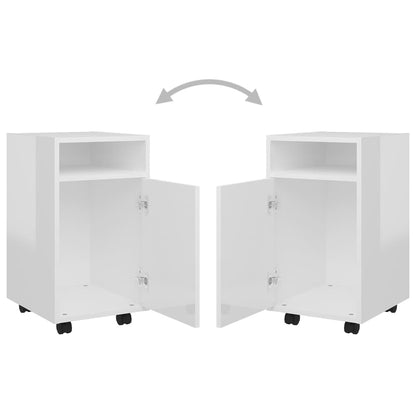Bijzetkast Met Wielen 33X38X60 Cm Spaanplaat Hoogglans wit