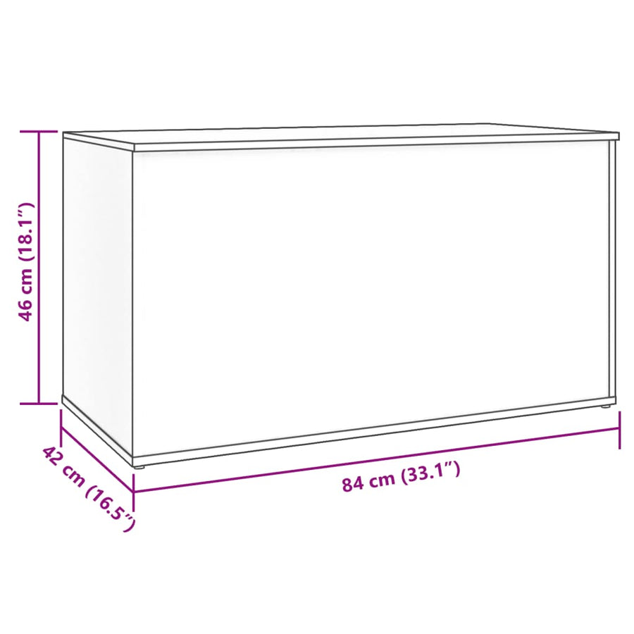 Opbergkist 84x42x46 cm bewerkt hout wit Wit