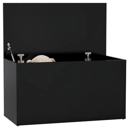 Opbergkist 84X42X46 Cm Bewerkt Hout Zwart