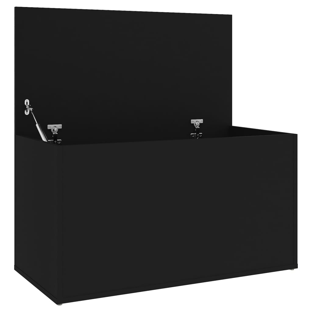 Opbergkist 84X42X46 Cm Bewerkt Hout Zwart