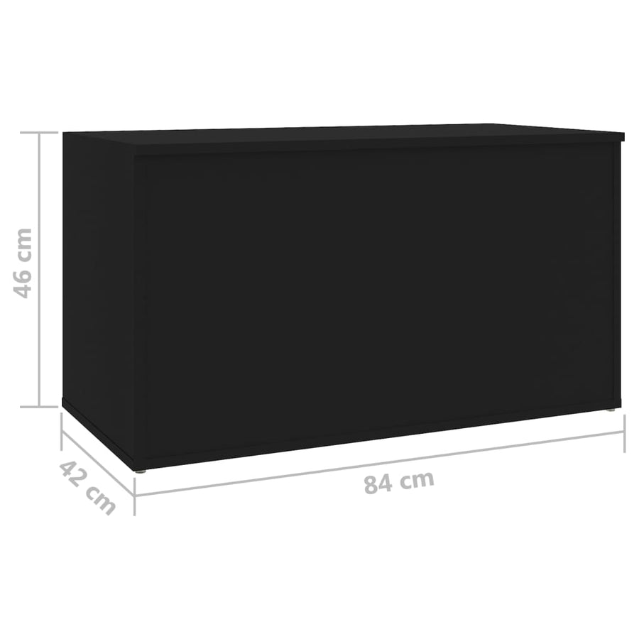Opbergkist 84X42X46 Cm Bewerkt Hout Zwart